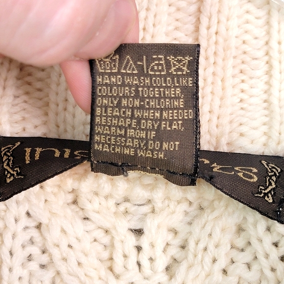 Inis Crafts 100% Merino Wool Made in Ireland Cable Knit Zip Up Heavy Sweater M - Picture 11 of 14